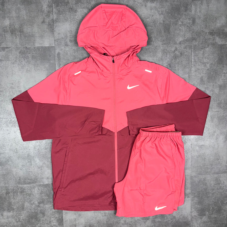 Nike Adobe Red UV Windbreaker, Adobe Miler 1.0 & 7” Challenger Shorts Set