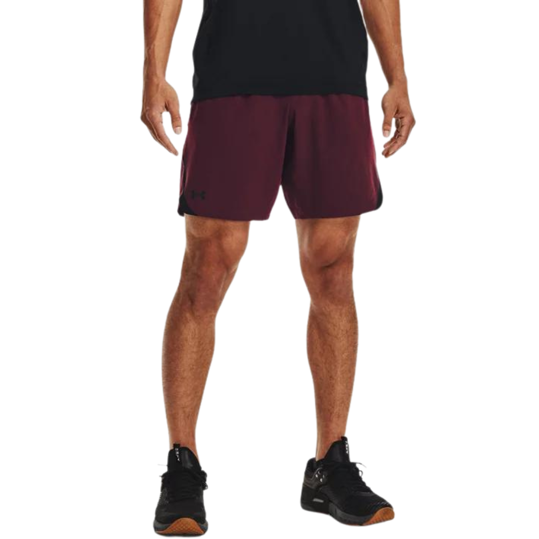 Under armour elevated woven 2.0 graphic shorts 'burgundy'