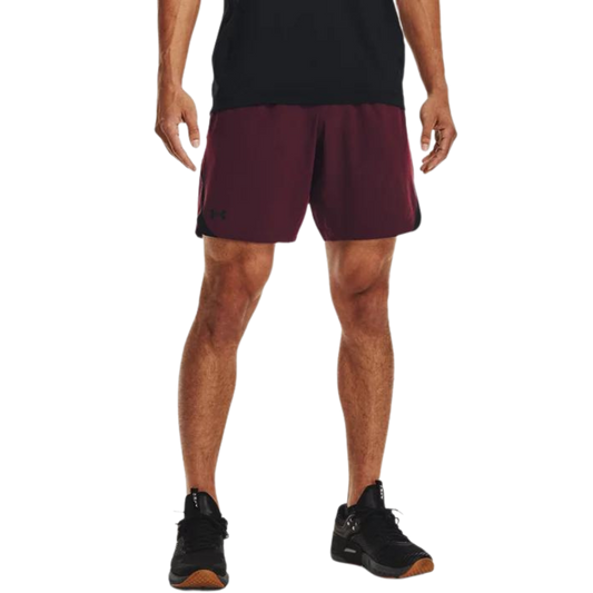 Under armour elevated woven 2.0 graphic shorts 'burgundy'